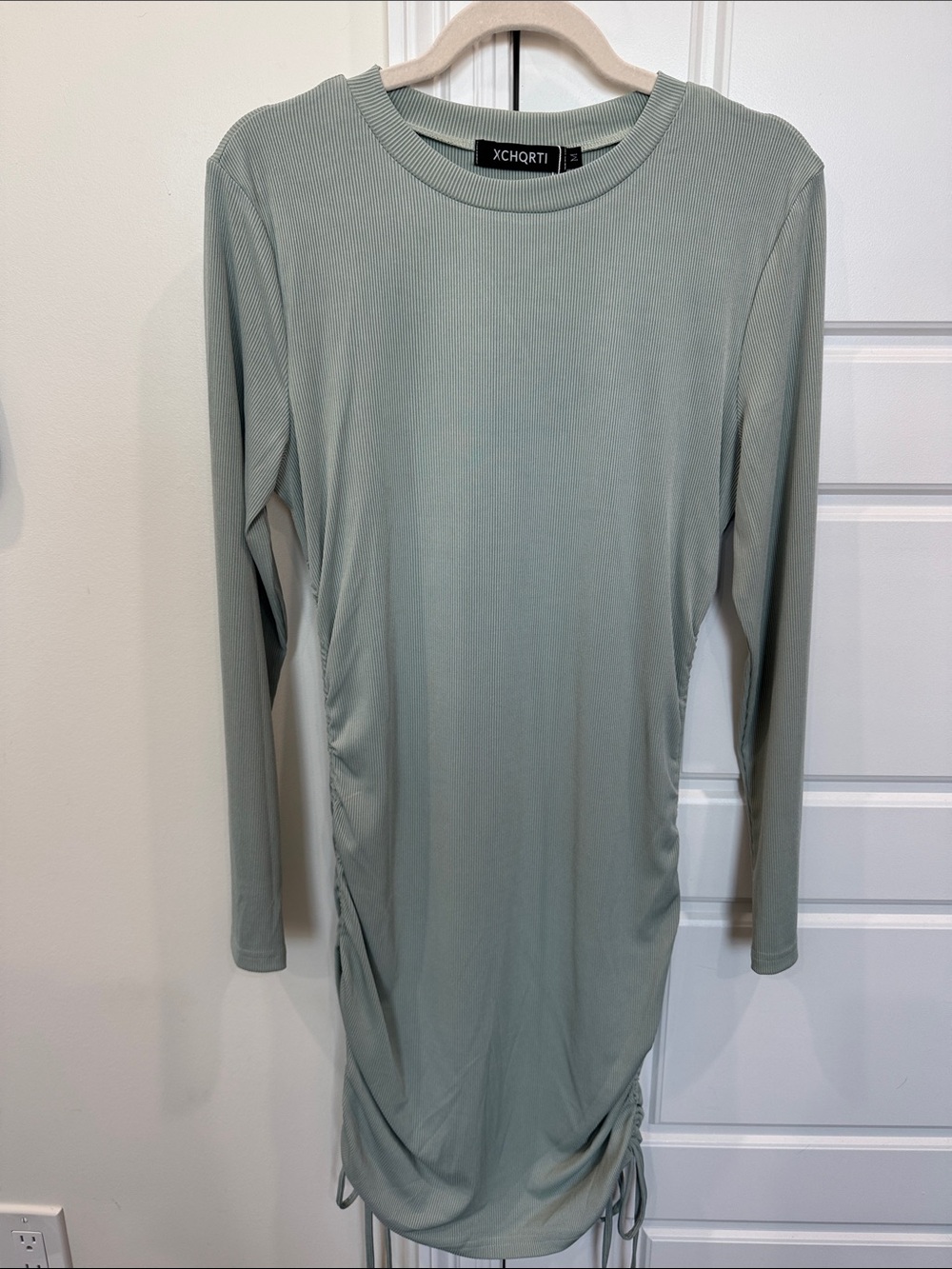 NEW Jade Green Midi Ruched Long Sleeve Dress, size Medium Casual Style